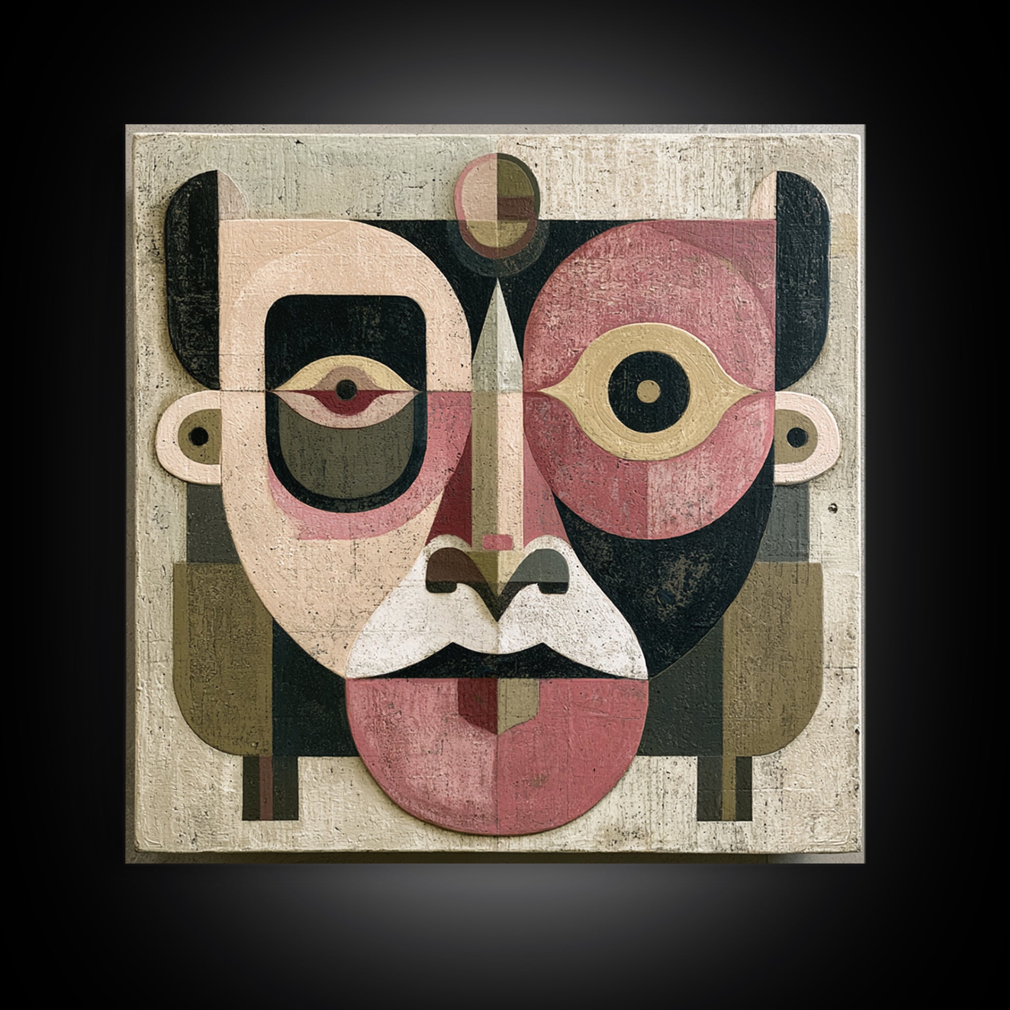 Abstract Mask with Playful Textures Canvas Print, Eclectic Art, Room Decor, Living Room Decor, Abstract Art, Eclectic, ECL-1x1-20