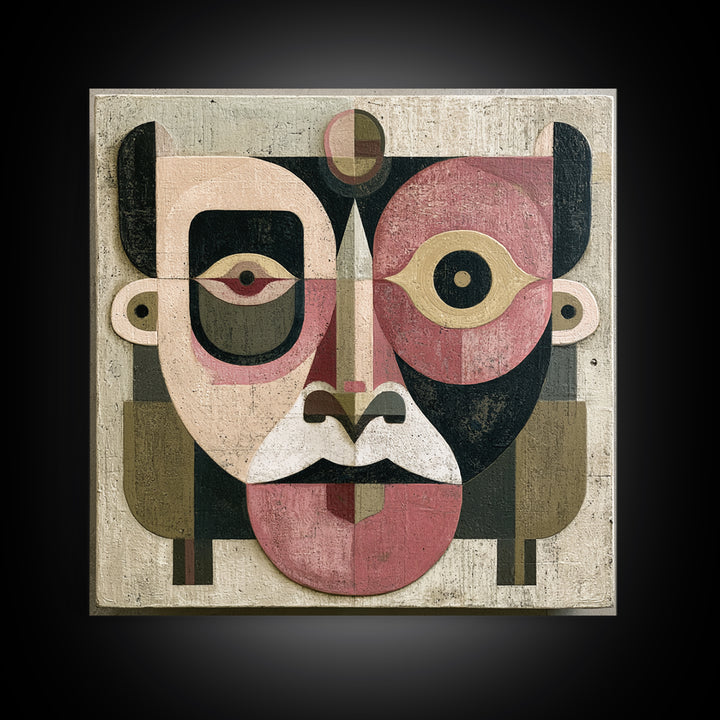 Abstract Mask with Playful Textures Canvas Print, Eclectic Art, Room Decor, Living Room Decor, Abstract Art, Eclectic, ECL-1x1-20