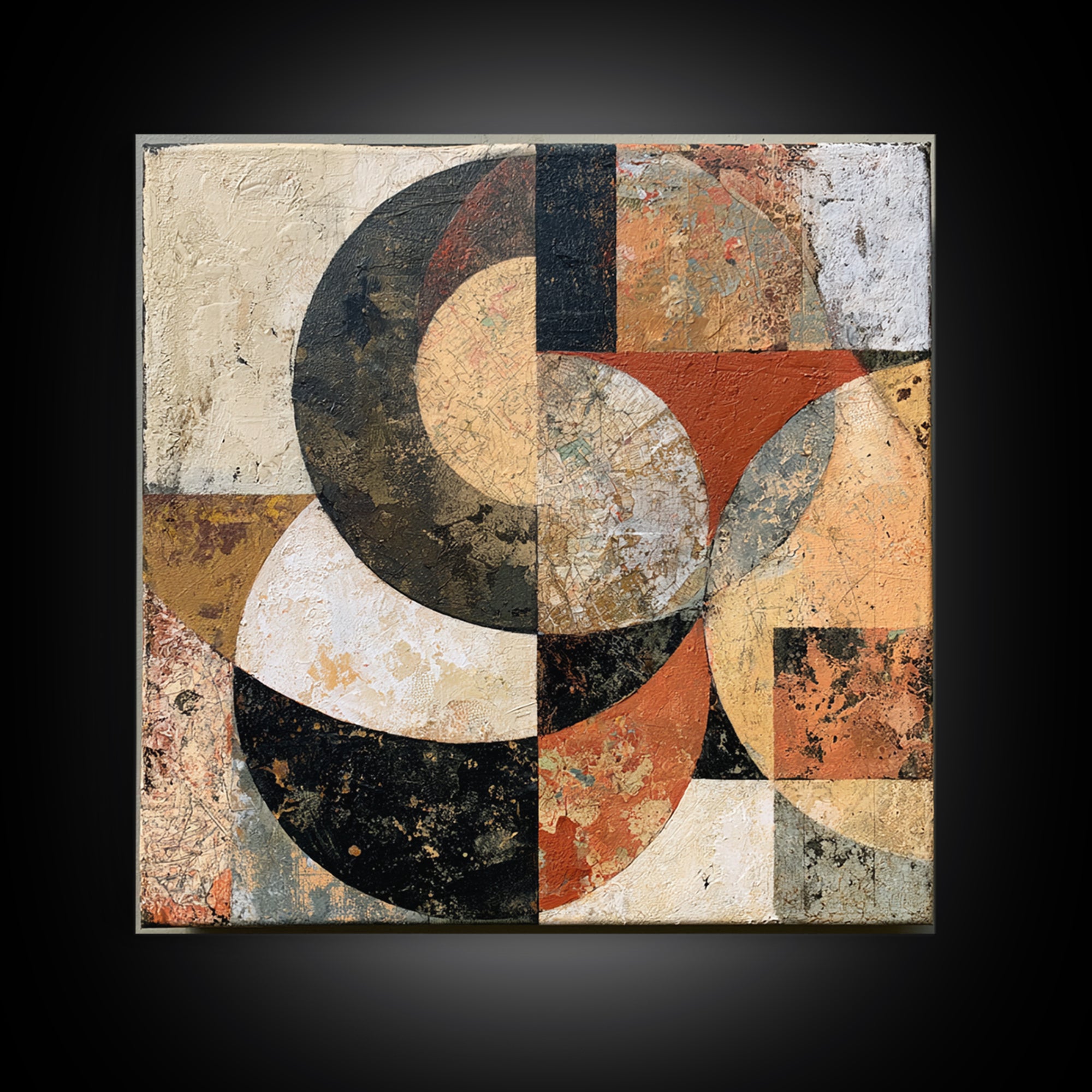 Abstract Shapes Layered Framed Canvas Print, Eclectic Art, Art Prints, Living Room Decor, Fine Art, Eclectic, Abstract Art, ECL-1x1-28