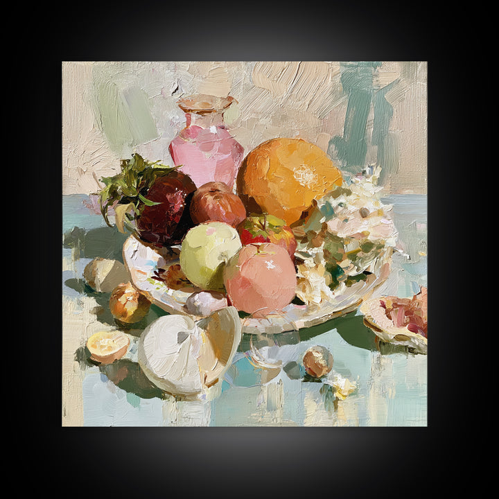 Bold Maximalist Still Life Framed Canvas Print, Eclectic Art, Modern Decor, Living Room Decor, Oil Painting, Eclectic, ECL-1x1-51