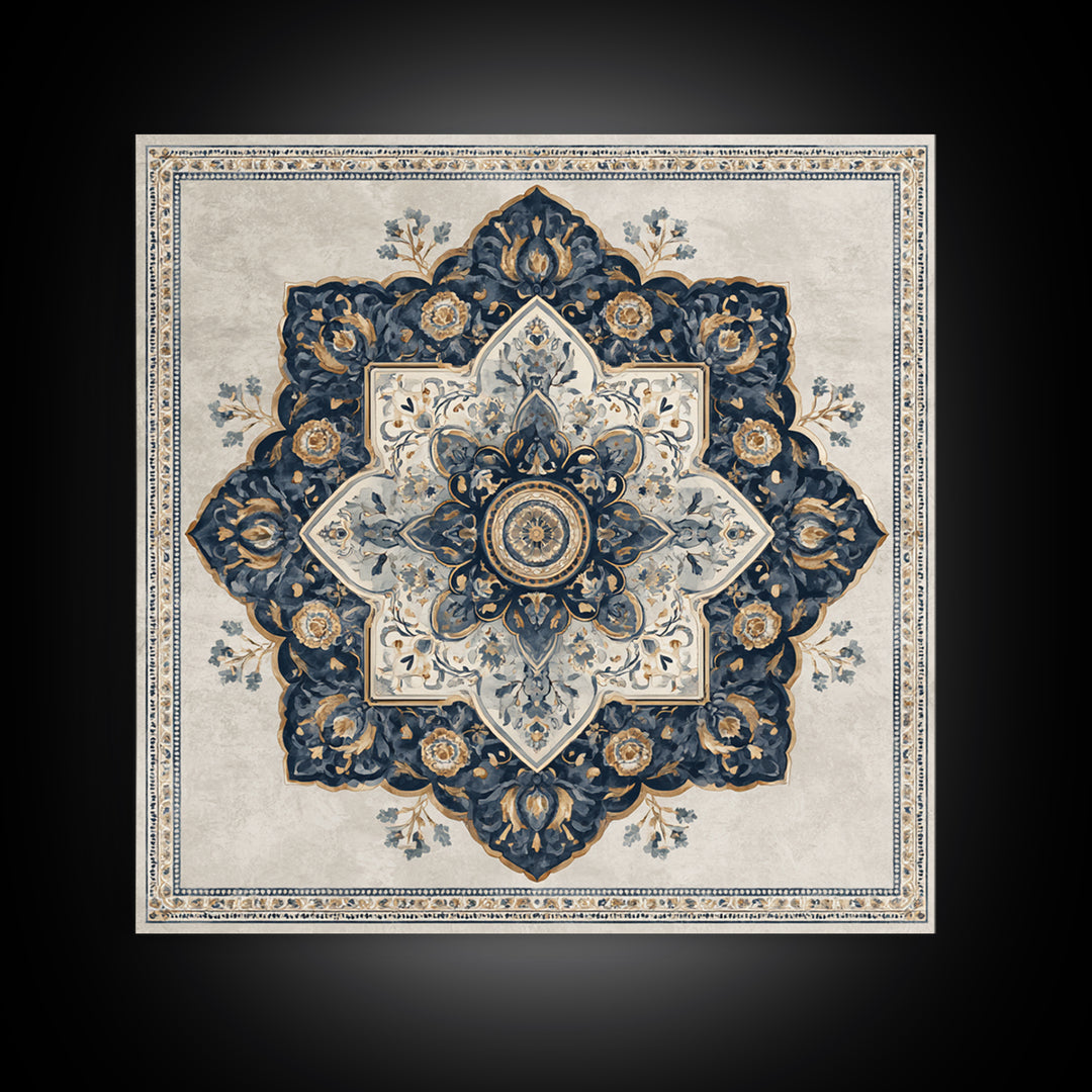 Layered Tapestry Pattern Framed Canvas Print, Eclectic Art, Portrait, Living Room Decor, Fine Art, Eclectic, Modern Decor, ECL-1x1-64