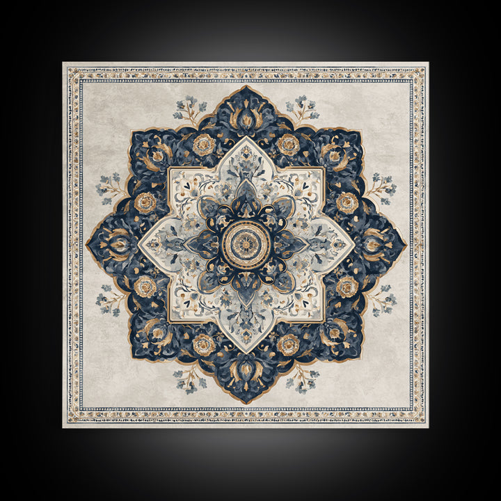 Layered Tapestry Pattern Framed Canvas Print, Eclectic Art, Portrait, Living Room Decor, Fine Art, Eclectic, Modern Decor, ECL-1x1-64
