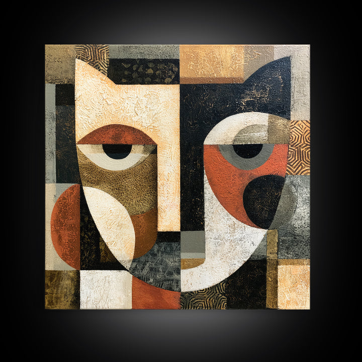 Abstract Mask with Playful Textures Framed Canvas Print, Eclectic Art, Printable Art, Living Room Decor, Fine Art, Eclectic, ECL-1x1-68