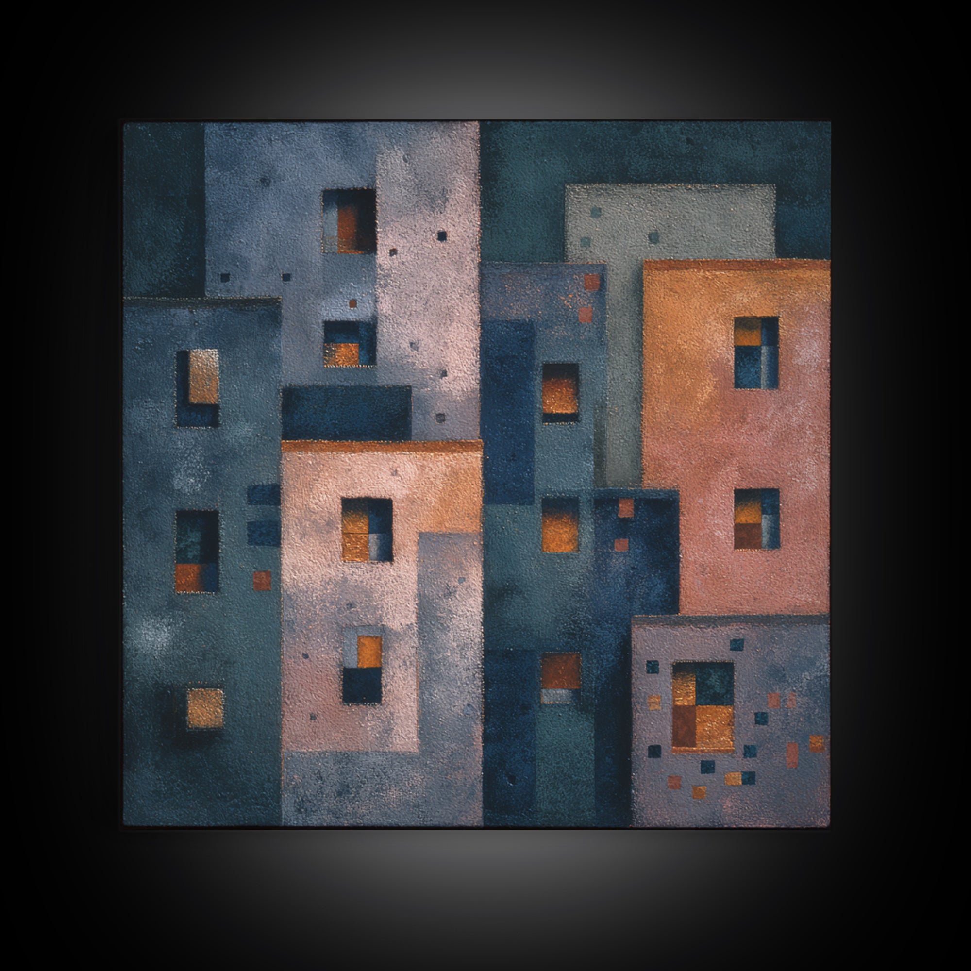 Playful Checkerboard Landscape Canvas Print, Eclectic Art, Boho, Living Room Decor, Oil Painting, Eclectic, Unique Wall Art, ECL-1x1-81