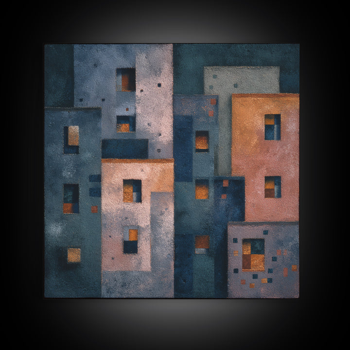 Playful Checkerboard Landscape Canvas Print, Eclectic Art, Boho, Living Room Decor, Oil Painting, Eclectic, Unique Wall Art, ECL-1x1-81
