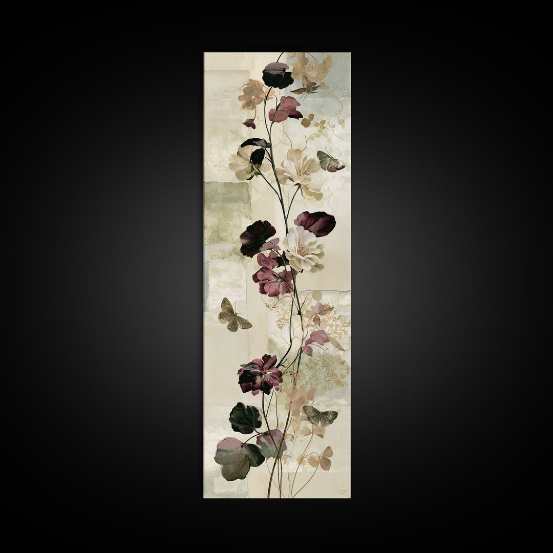 Botanical Collage with Butterflies and Old Paper Canvas Print, Eclectic Art, Wall Art, Living Room Decor, Fine Art, Eclectic, ECL-1x3-1