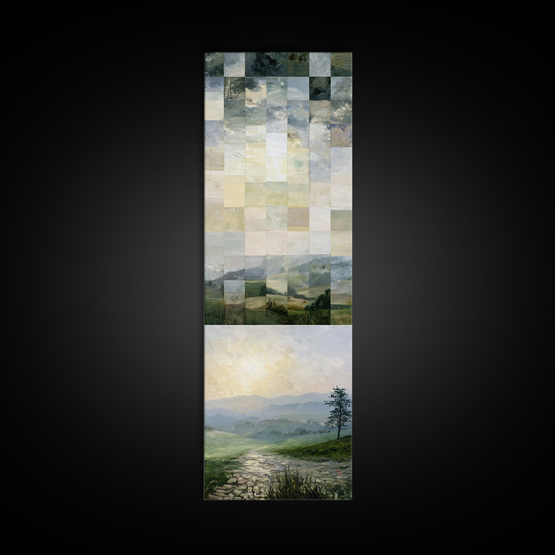 Bohemian Patchwork Landscape Canvas Print, Eclectic Art, Artwork, Living Room Decor, Eclectic, Boho Decor, Gallery Decor, ECL-1x3-12