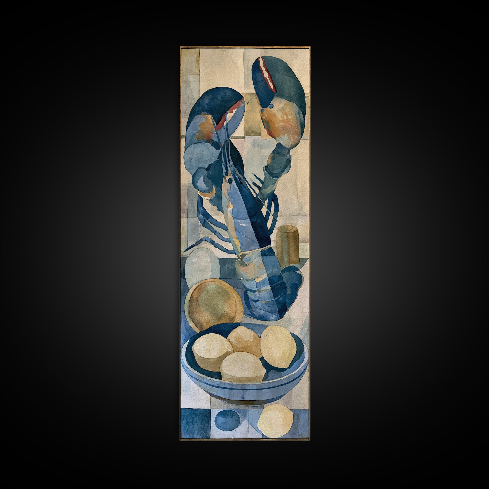 Unexpected Lobster and Lemons Still Life Framed Canvas Print, Eclectic Art, Living Room Decor, Oil Painting, Eclectic, ECL-1x3-30