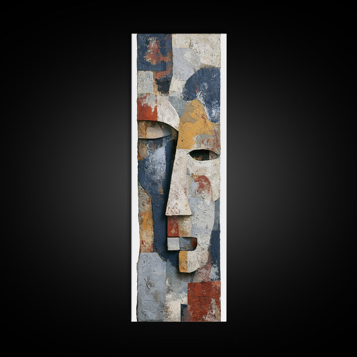 Abstract Mask with Playful Textures Canvas Print, Eclectic Art, Printable Art, Living Room Decor, Abstract Art, Eclectic, ECL-1x3-32
