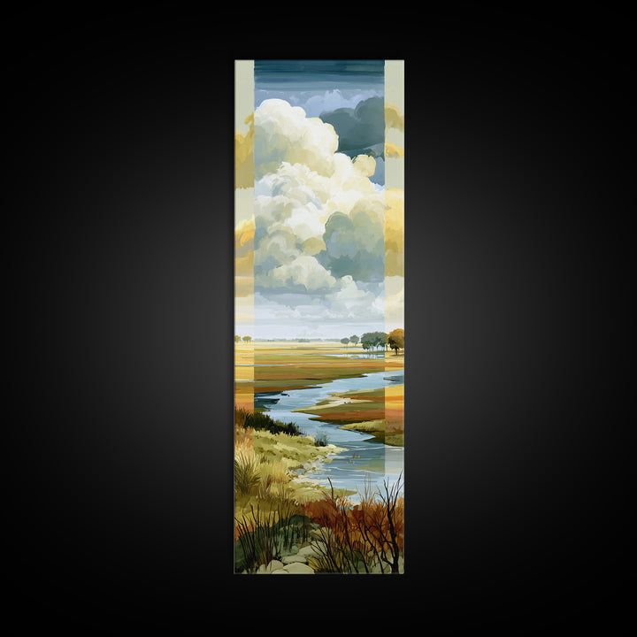 Playful Checkerboard Landscape Framed Canvas Print, Eclectic Art, Large Wall Art, Living Room Decor, Fine Art, Eclectic, ECL-1x3-45