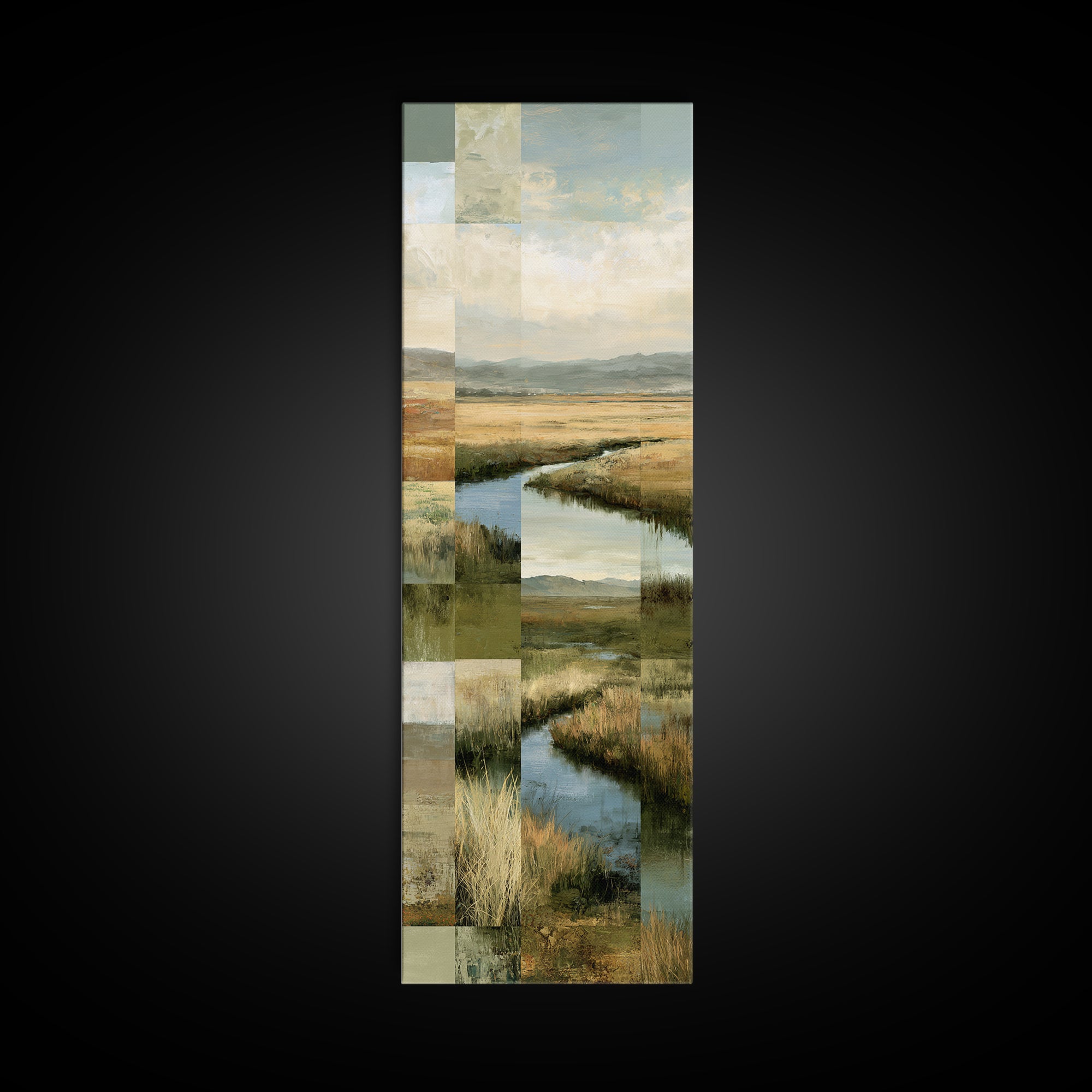 Bohemian Patchwork Landscape Canvas Print, Eclectic Art, Unique Wall Art, Living Room Decor, Fine Art, Eclectic, Home Decor, ECL-1x3-60