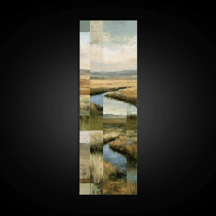 Bohemian Patchwork Landscape Canvas Print, Eclectic Art, Unique Wall Art, Living Room Decor, Fine Art, Eclectic, Home Decor, ECL-1x3-60