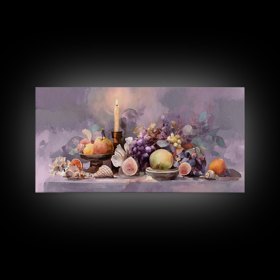 Unexpected Lobster and Lemons Still Life Framed Canvas Print, Eclectic Art, Living Room Decor, Watercolor Art, Eclectic, ECL-2x1-14