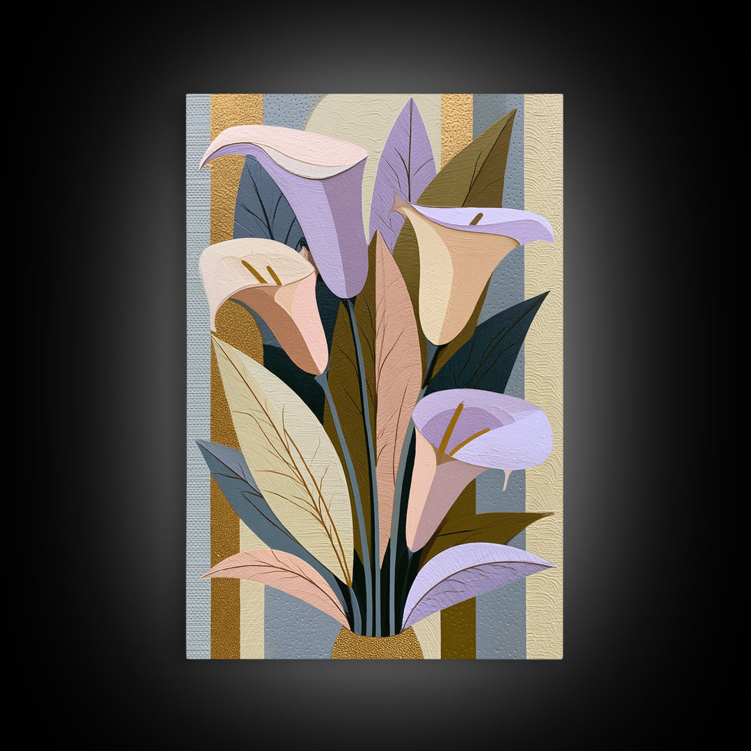 Retro Futurist Vase of Flowers Framed Canvas Print, Eclectic Art, Printables, Living Room Decor, Eclectic, Boho Wall Art, ECL-2x3-18