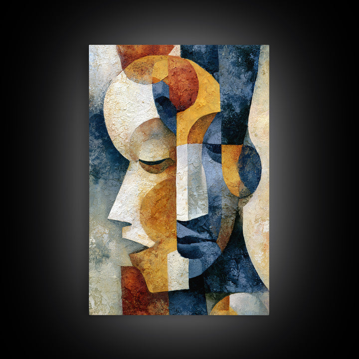 Abstract Mask with Playful Textures Framed Canvas Print, Eclectic Art, Boho, Living Room Decor, Abstract Art, Eclectic, ECL-2x3-4