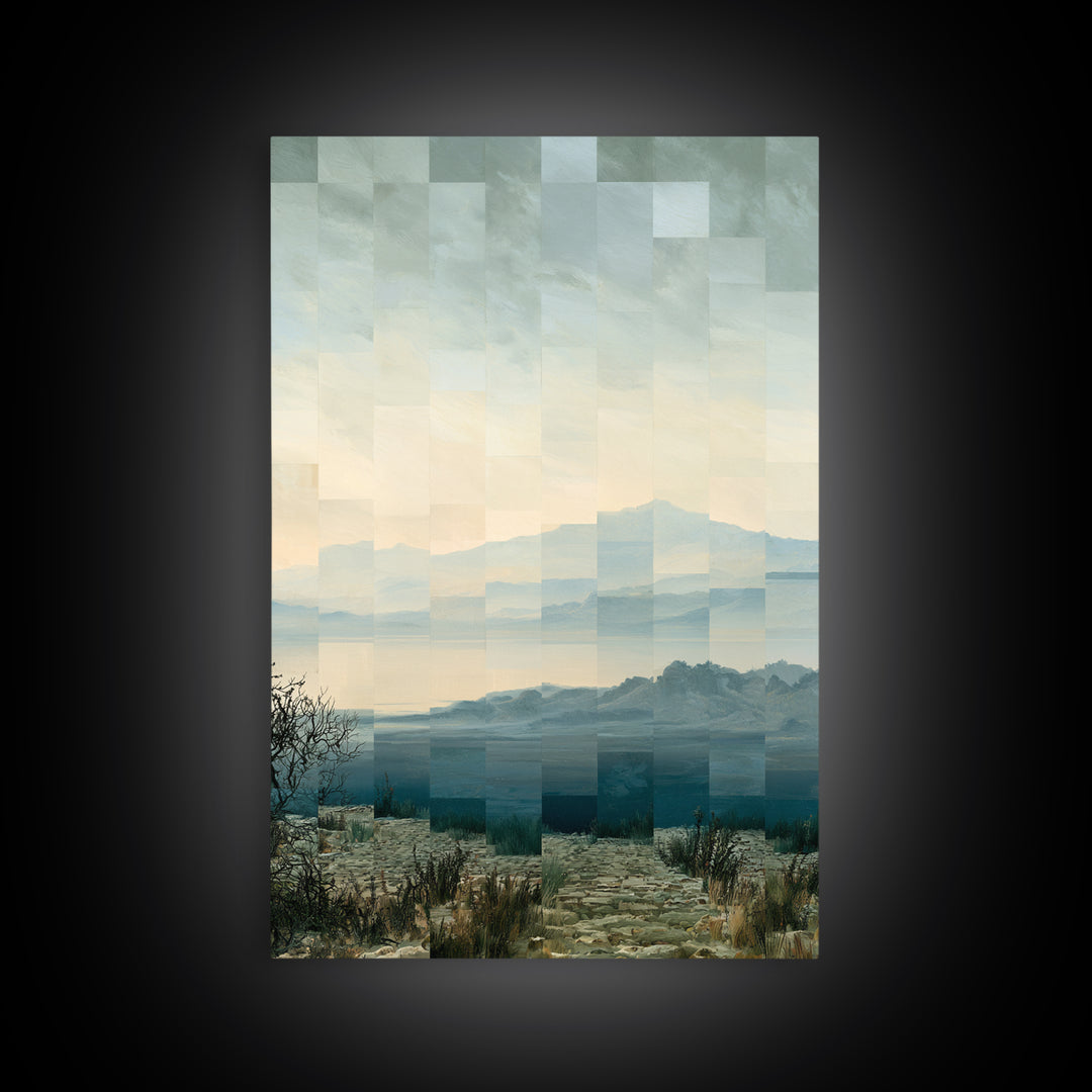 Playful Checkerboard Landscape Framed Canvas Print, Eclectic Art, Dopamine Decor, Living Room Decor, Fine Art, Eclectic, ECL-2x3-41
