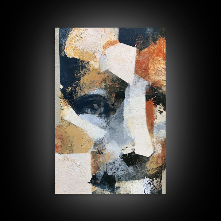 Abstract Mask with Playful Textures Framed Canvas Print, Eclectic Art, Art, Living Room Decor, Abstract Art, Eclectic, ECL-2x3-76