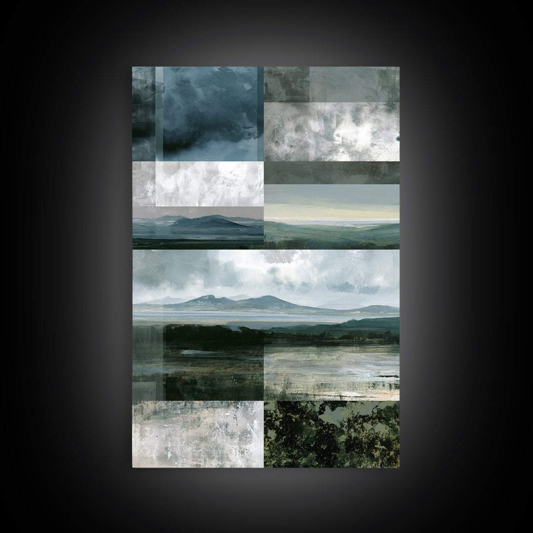 Bohemian Patchwork Landscape Framed Canvas Print, Eclectic Art, Room Decor, Living Room Decor, Fine Art, Eclectic, Artwork, ECL-2x3-8