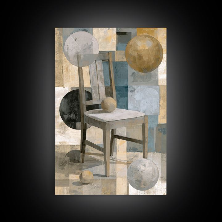 Whimsical Chair Still Life Framed Canvas Print, Eclectic Art, Living Room Decor, Fine Art, Eclectic, Textured Painting, ECL-2x3-94