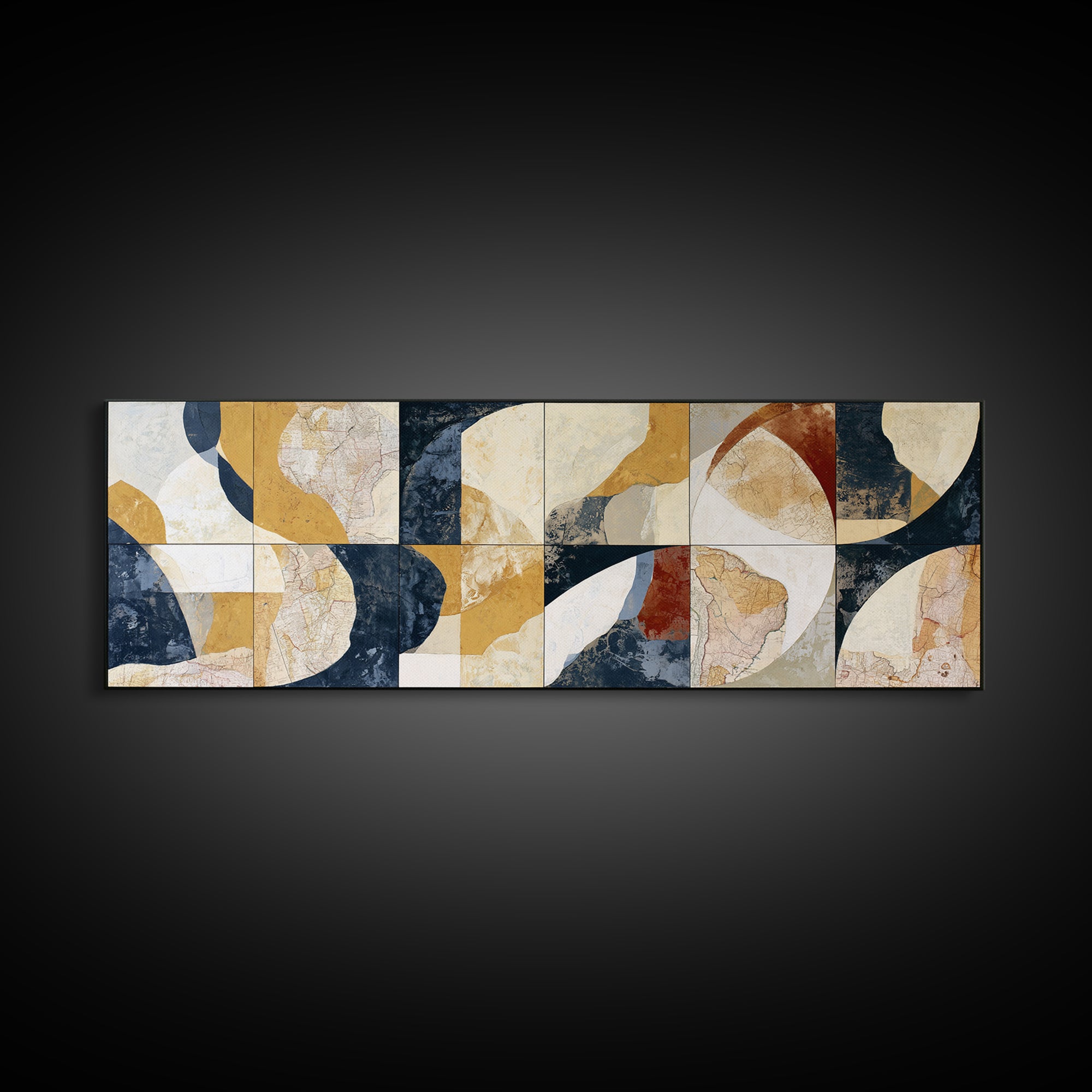 Abstract Shapes Layered Canvas Print, Eclectic Art, Unique Wall Art, Living Room Decor, Fine Art, Eclectic, Home Decor, ECL-3x1-20