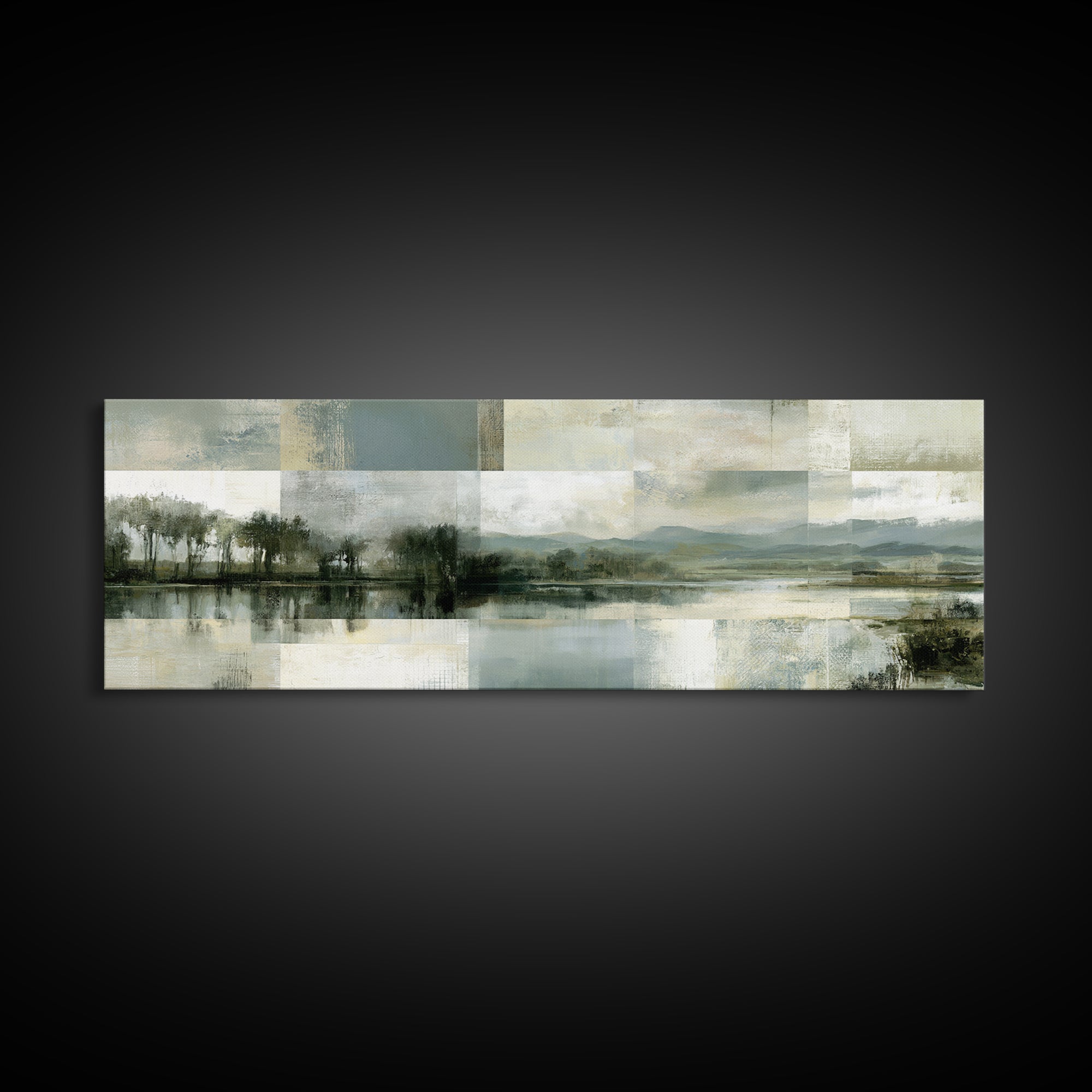 Bohemian Patchwork Landscape Canvas Print, Eclectic Art, Fine Art Print, Living Room Decor, Oil Painting, Eclectic, ECL-3x1-40