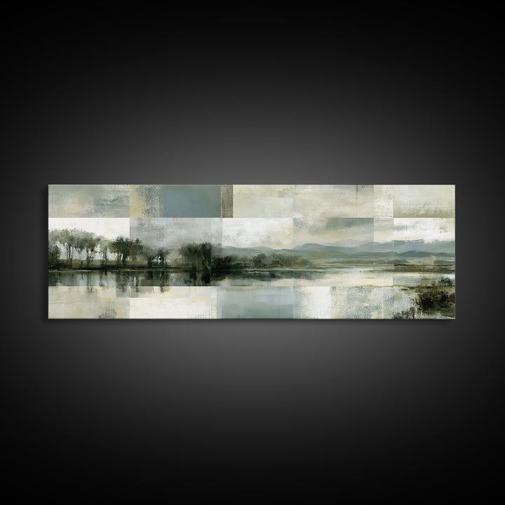 Bohemian Patchwork Landscape Canvas Print, Eclectic Art, Fine Art Print, Living Room Decor, Oil Painting, Eclectic, ECL-3x1-40