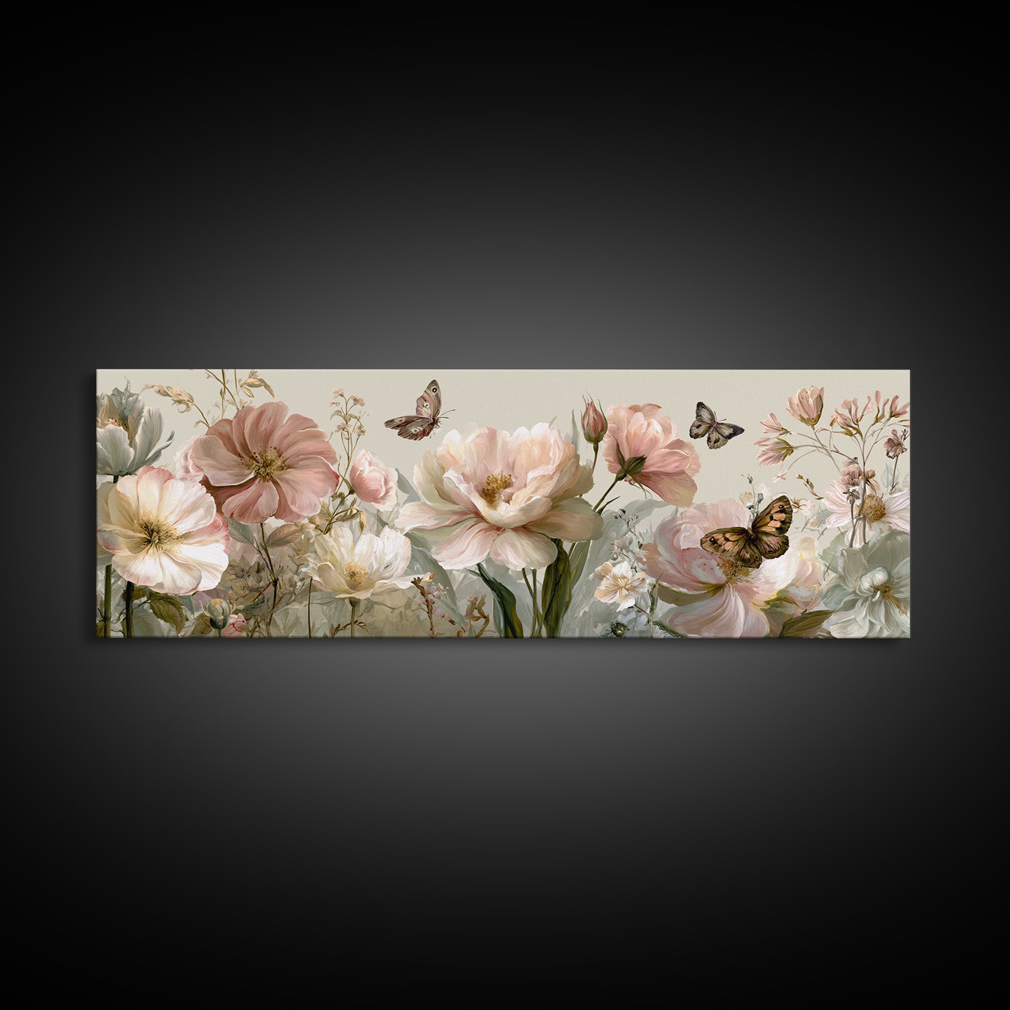Botanical Collage with Butterflies and Old Paper Canvas Print, Eclectic Art, Contemporary Art, Living Room Decor, Eclectic, ECL-3x1-53