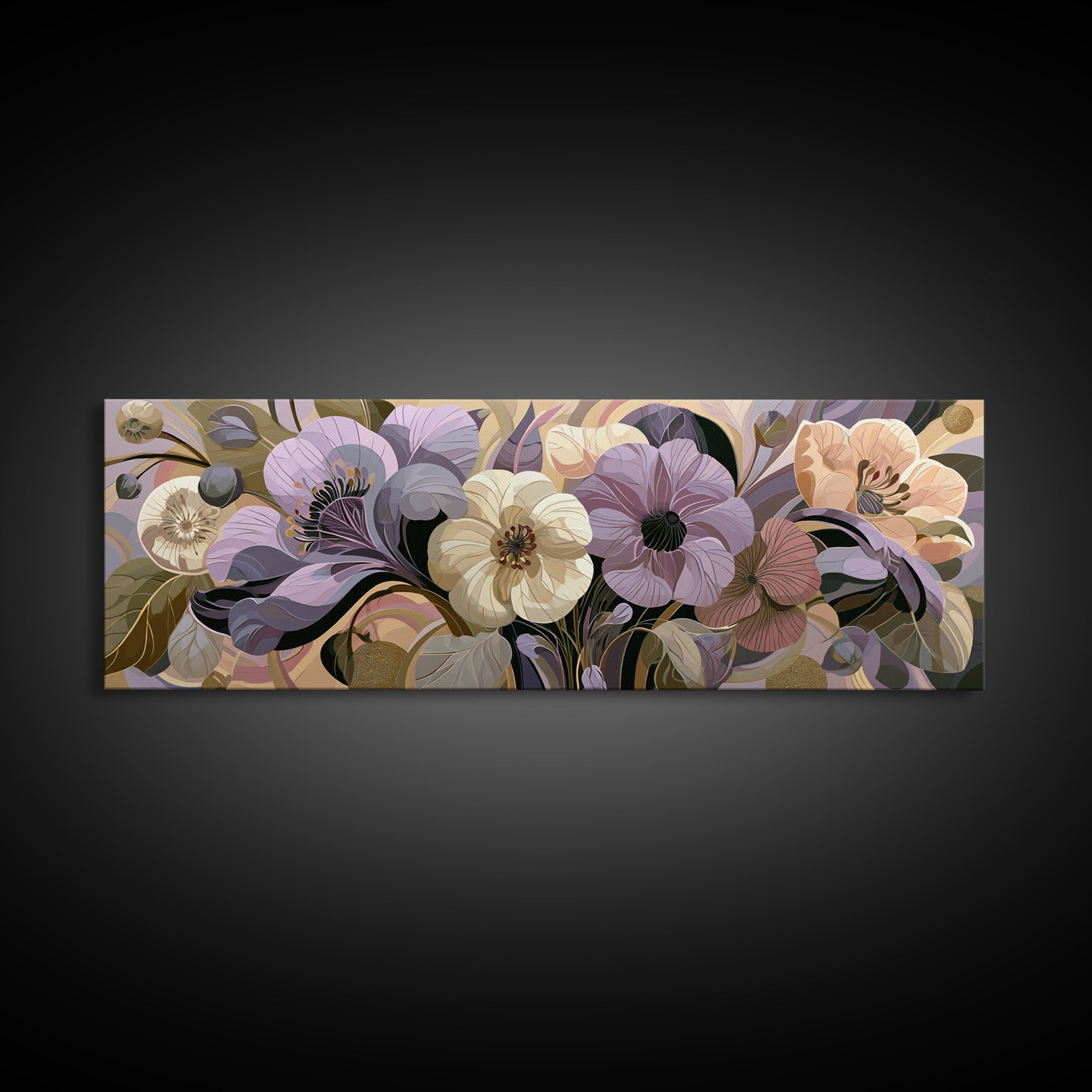Retro Futurist Vase of Flowers Framed Canvas Print, Eclectic Art, Gallery Decor, Living Room Decor, Fine Art, Eclectic, ECL-3x1-74