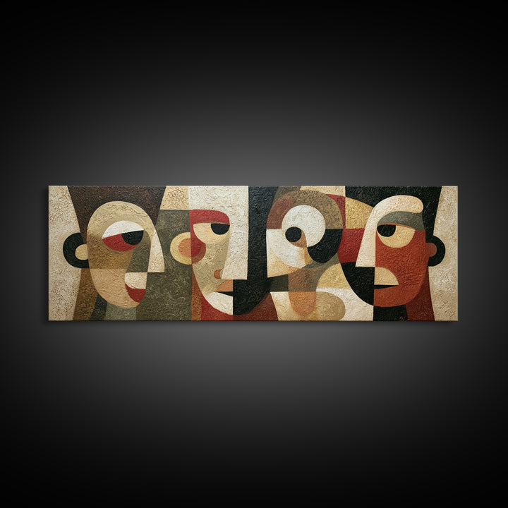 Abstract Mask with Playful Textures Framed Canvas Print, Eclectic Art, Digital Art, Living Room Decor, Abstract Art, Eclectic, ECL-3x1-84