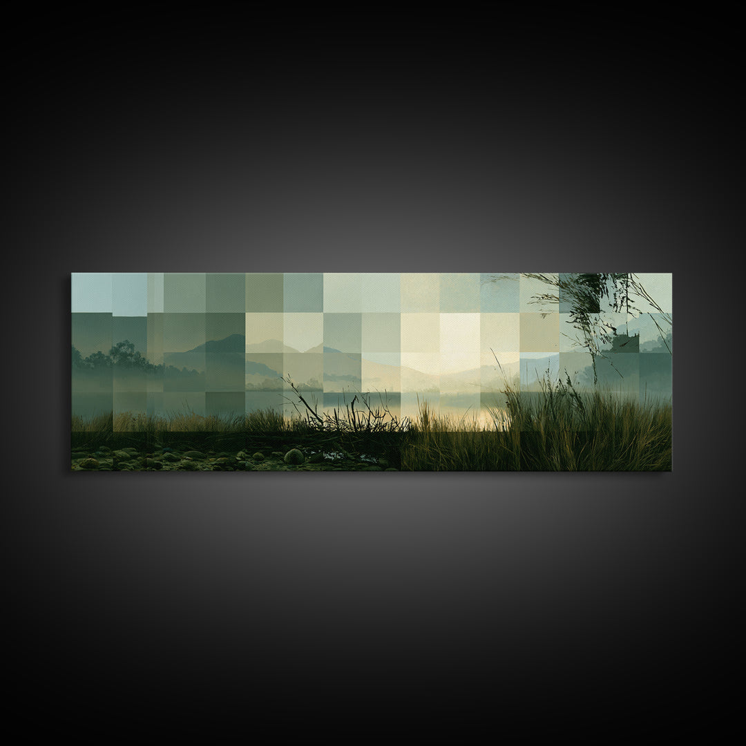 Playful Checkerboard Landscape Canvas Print, Eclectic Art, Printable, Living Room Decor, Fine Art, Eclectic, Printable Art, ECL-3x1-97
