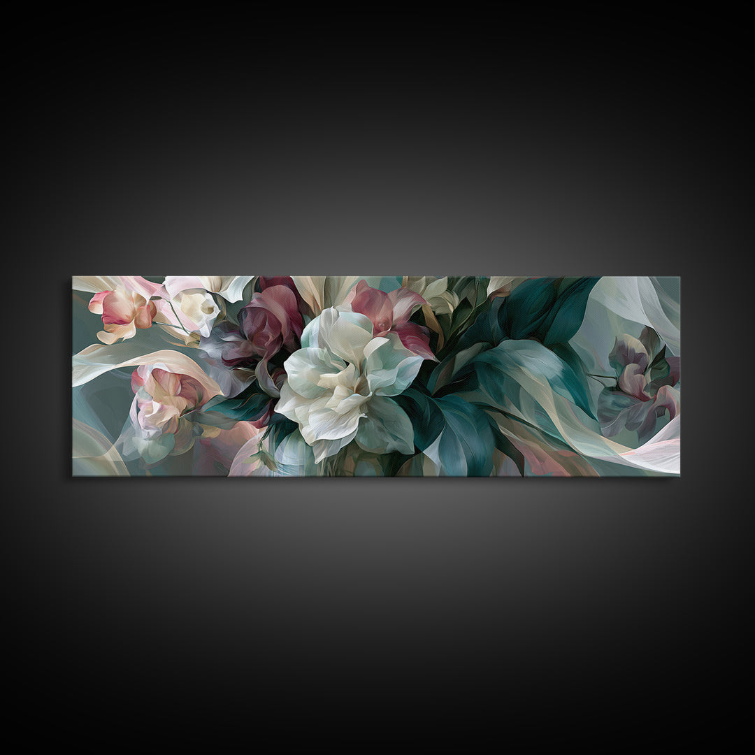Retro Futurist Vase of Flowers Canvas Print, Eclectic Art, Luxury Decor, Living Room Decor, Oil Painting, Eclectic, Art Print, ECL-3x1-98