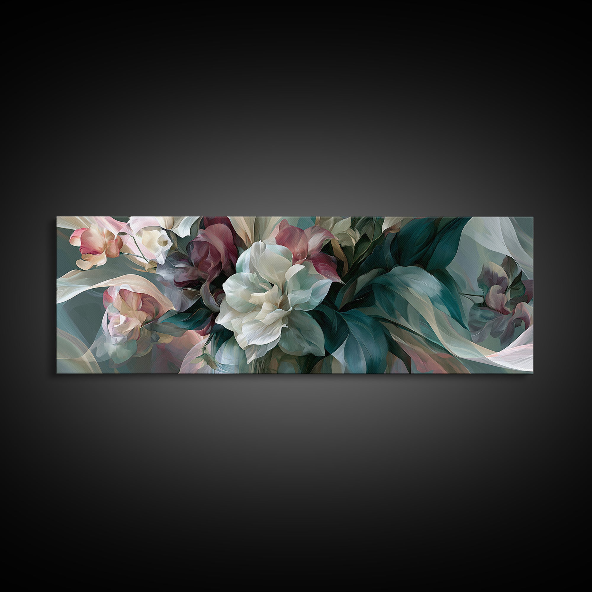 Retro Futurist Vase of Flowers Canvas Print, Eclectic Art, Luxury Decor, Living Room Decor, Oil Painting, Eclectic, Art Print, ECL-3x1-98