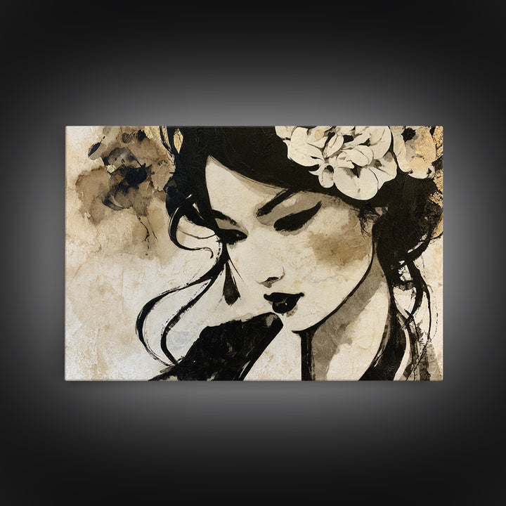 Mixed Media Woman Canvas Print, Eclectic Art, Wall Art, Living Room Decor, Oil Painting, Eclectic, Printables, ECL-3x2-12