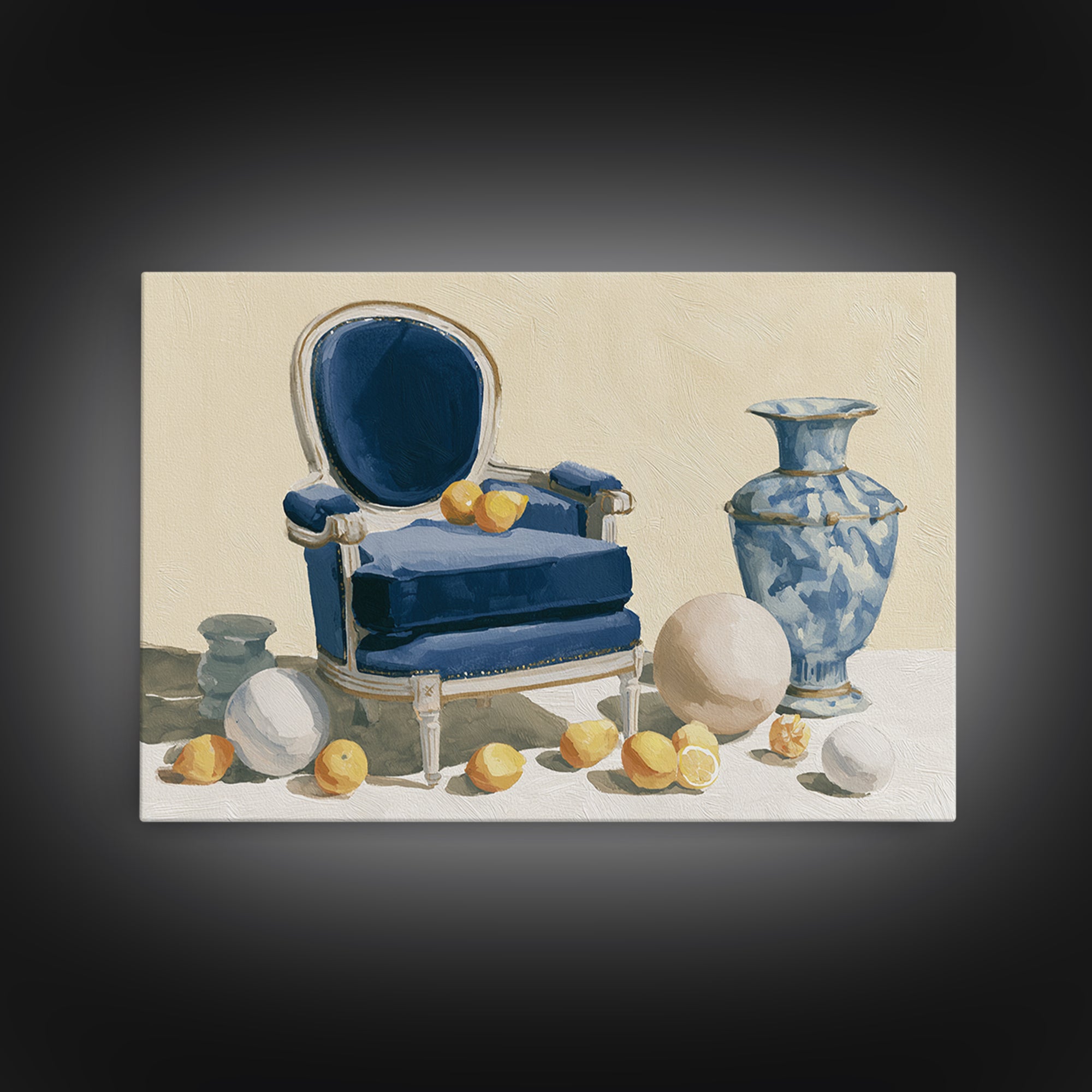 Whimsical Chair Still Life Framed Canvas Print, Eclectic Art, Living Room Decor, Fine Art, Eclectic, Textured Painting, ECL-3x2-18