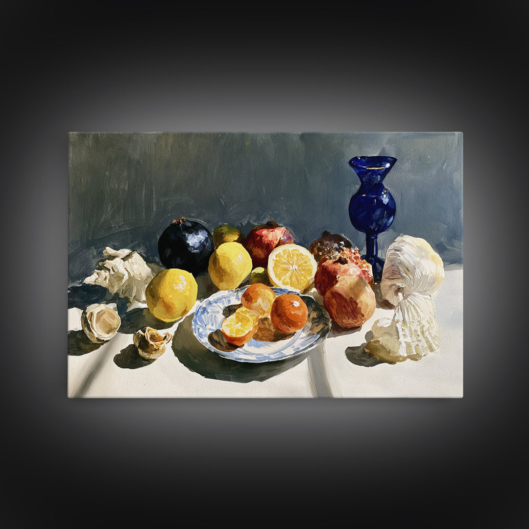 Bold Maximalist Still Life Framed Canvas Print, Eclectic Art, Oil Painting, Living Room Decor, Eclectic, Dopamine Decor, ECL-3x2-31