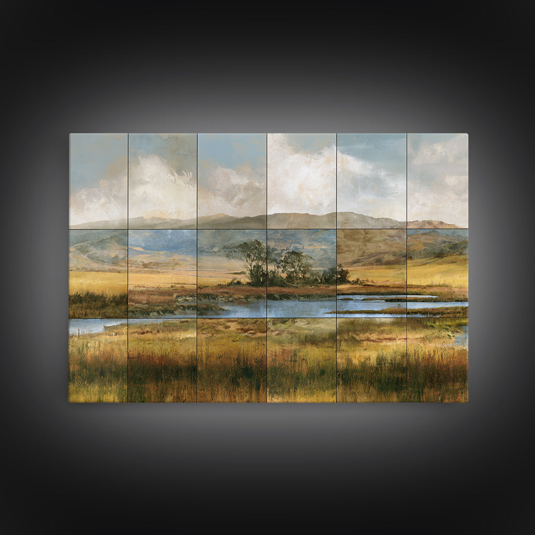 Bohemian Patchwork Landscape Canvas Print, Eclectic Art, Fine Art Print, Living Room Decor, Fine Art, Eclectic, Digital Prints, ECL-3x2-4