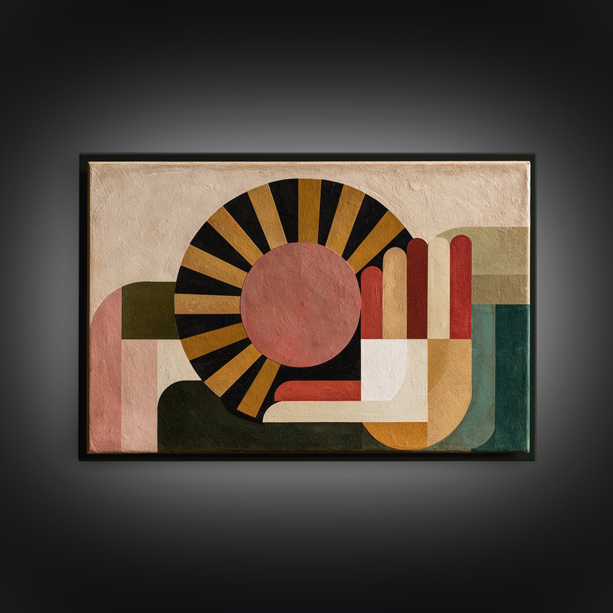 Geometric Sun and Hand Motif Canvas Print, Eclectic Art, Printable Art, Living Room Decor, Eclectic, Statement Artwork, ECL-3x2-43