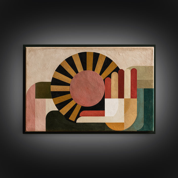 Geometric Sun and Hand Motif Canvas Print, Eclectic Art, Printable Art, Living Room Decor, Eclectic, Statement Artwork, ECL-3x2-43