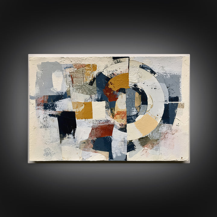 Abstract Shapes Layered Framed Canvas Print, Eclectic Art, Contemporary Art, Living Room Decor, Fine Art, Eclectic, ECL-3x2-8