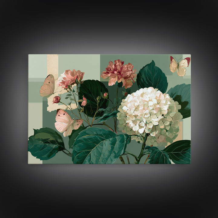 Botanical Collage with Butterflies and Old Paper Canvas Print, Eclectic Art, Printable, Living Room Decor, Fine Art, Eclectic, ECL-3x2-89
