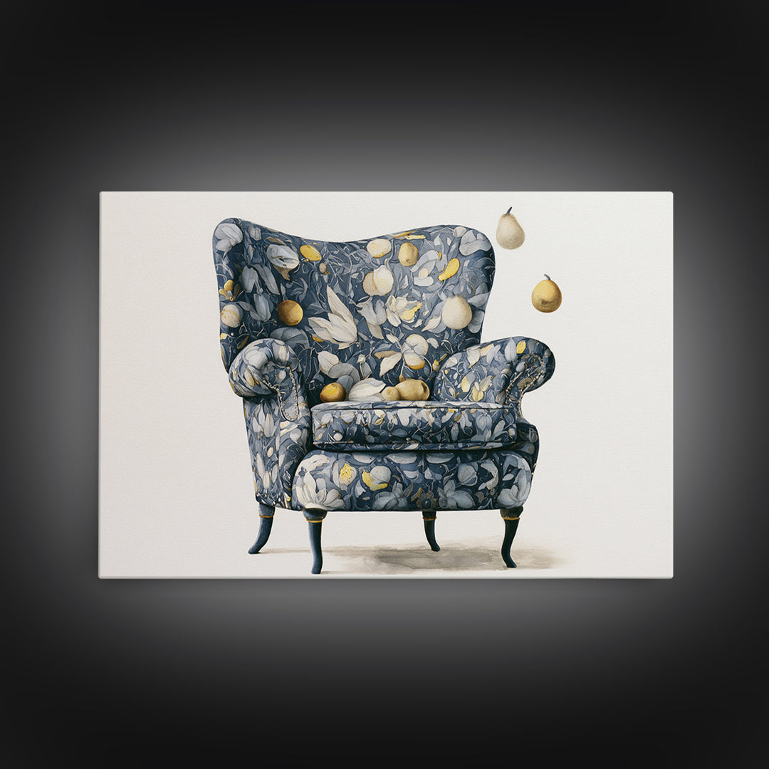 Whimsical Chair Still Life Framed Canvas Print, Eclectic Art, Luxury Decor, Living Room Decor, Fine Art, Eclectic, Art Print, ECL-3x2-90