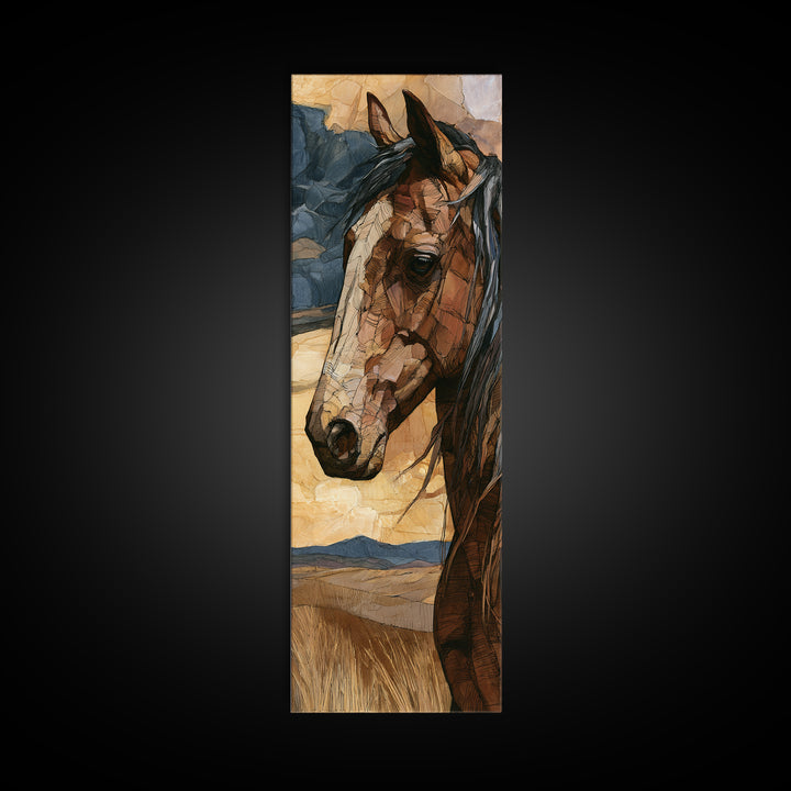 Horse Head Rendered Canvas Print, Equestrian Art, Art Print, Living Room Decor, Abstract Art, Equestrian, Large Wall Art, EQU-1x3-90