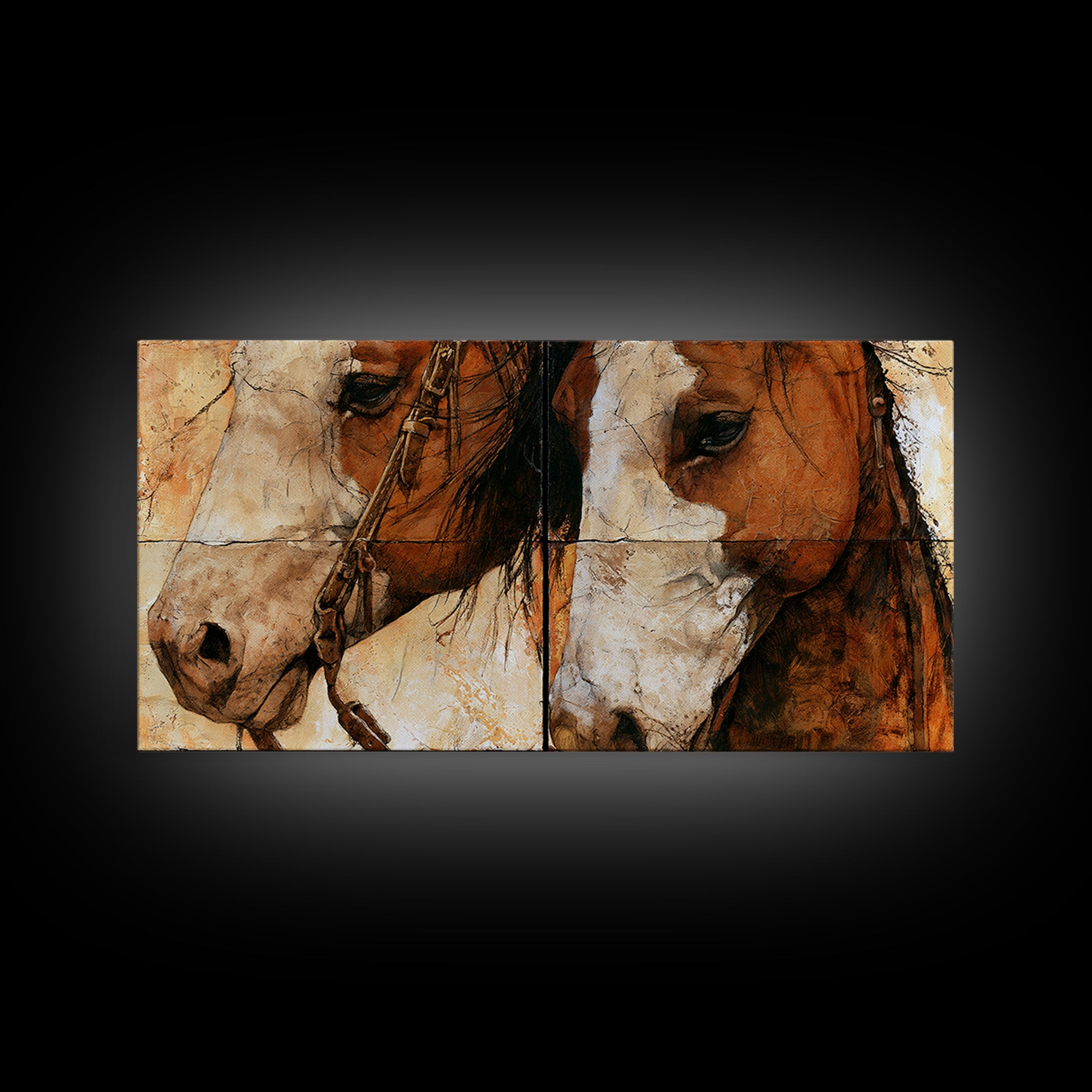 Horse Head Rendered Canvas Print, Equestrian Art, Living Room Decor, Abstract Art, Equestrian, Modern Wall Art, EQU-2x1-74