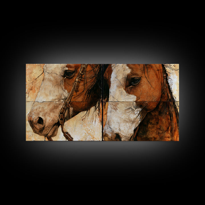 Horse Head Rendered Canvas Print, Equestrian Art, Living Room Decor, Abstract Art, Equestrian, Modern Wall Art, EQU-2x1-74