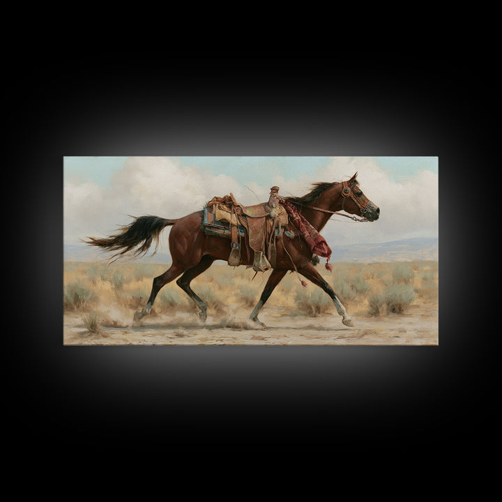 Arabian Horse with Ornate Tack and Silk Framed Canvas Print, Equestrian Art, Contemporary Art, Living Room Decor, Equestrian, EQU-2x1-83