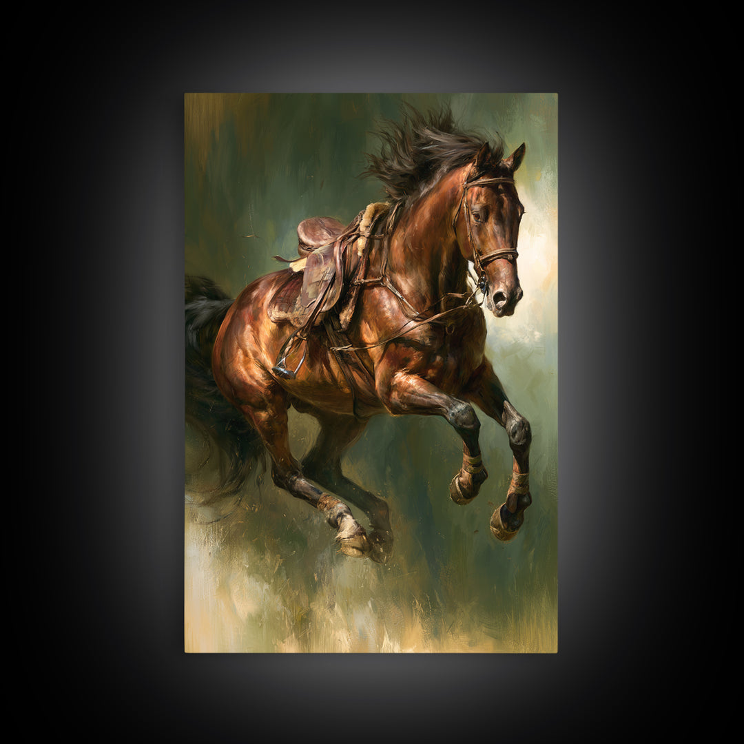 Show Jumping Horse Mid Leap Canvas Print, Equestrian Art, Gallery Decor, Living Room Decor, Fine Art, Equestrian, EQU-2x3-15