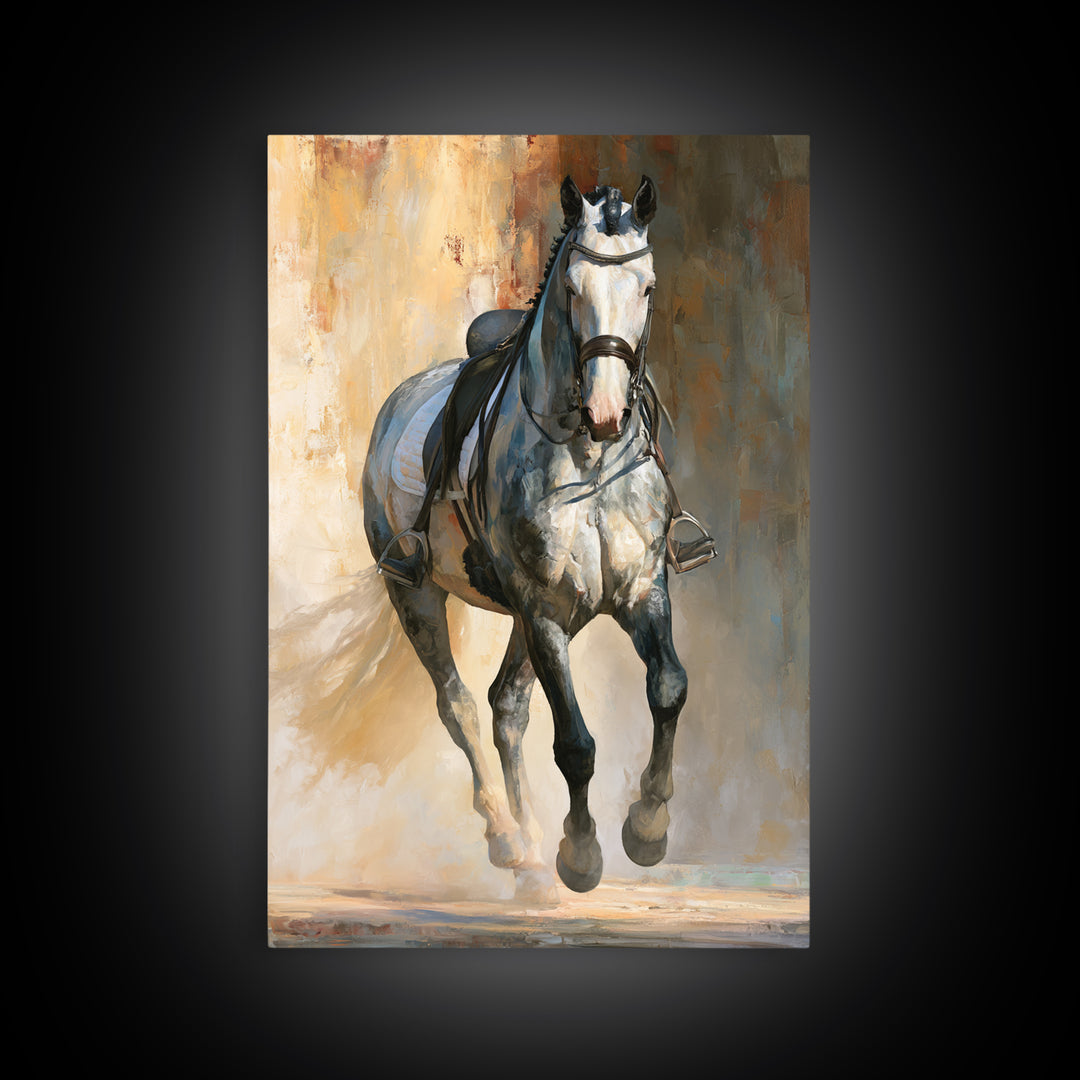 Dressage Horse in Refined Classical Pose Canvas Print, Equestrian Art, Home Decor, Living Room Decor, Oil Painting, Equestrian, EQU-2x3-66