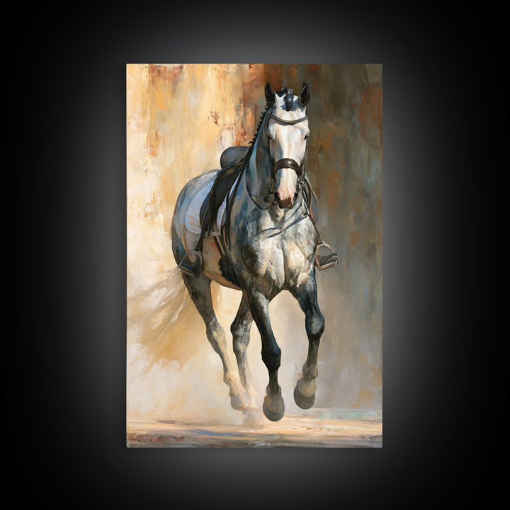 Dressage Horse in Refined Classical Pose Canvas Print, Equestrian Art, Home Decor, Living Room Decor, Oil Painting, Equestrian, EQU-2x3-66
