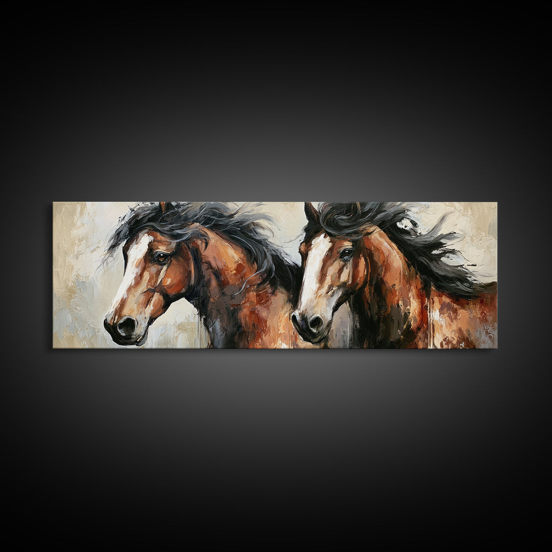 Chestnut Horse Portrait Framed Canvas Print, Equestrian Art, Farmhouse Wall Art, Living Room Decor, Fine Art, Equestrian, EQU-3x1-73