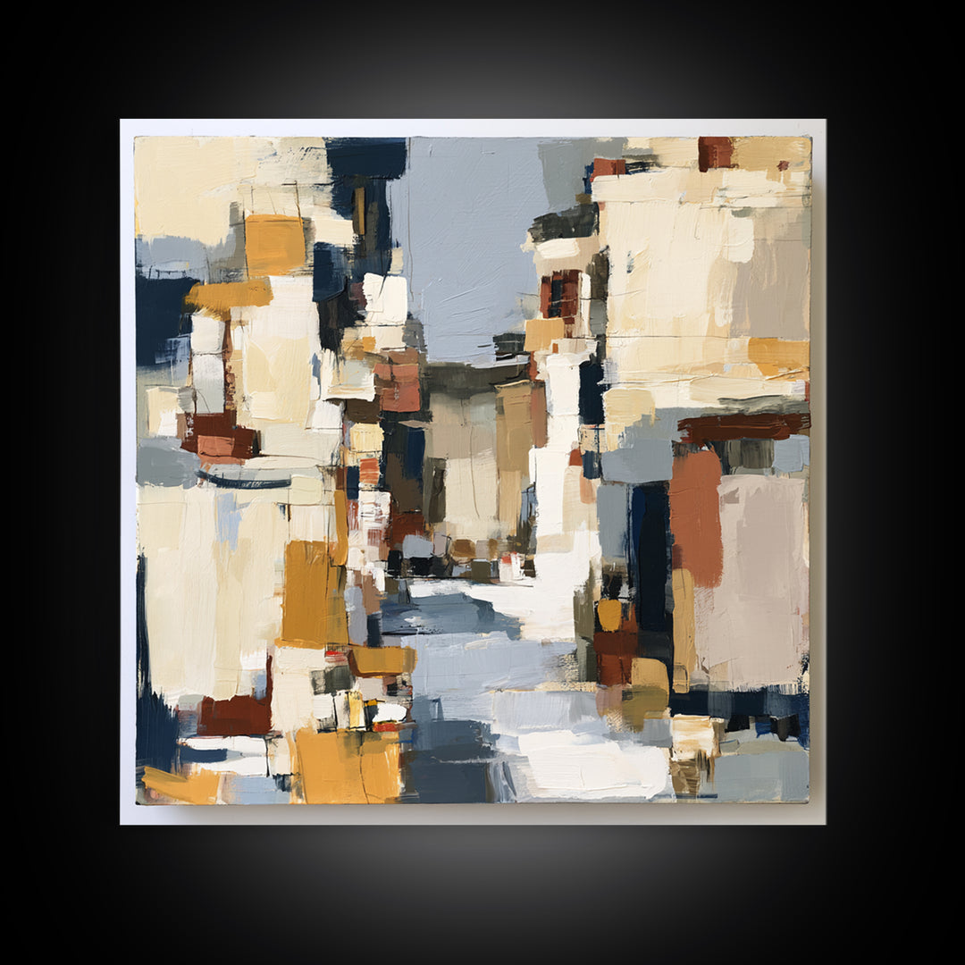Distorted City Street Framed Canvas Print, Expressionist Art, Modern Decor, Living Room Decor, Fine Art, Expression, Wall Decor, EXP-1x1-1
